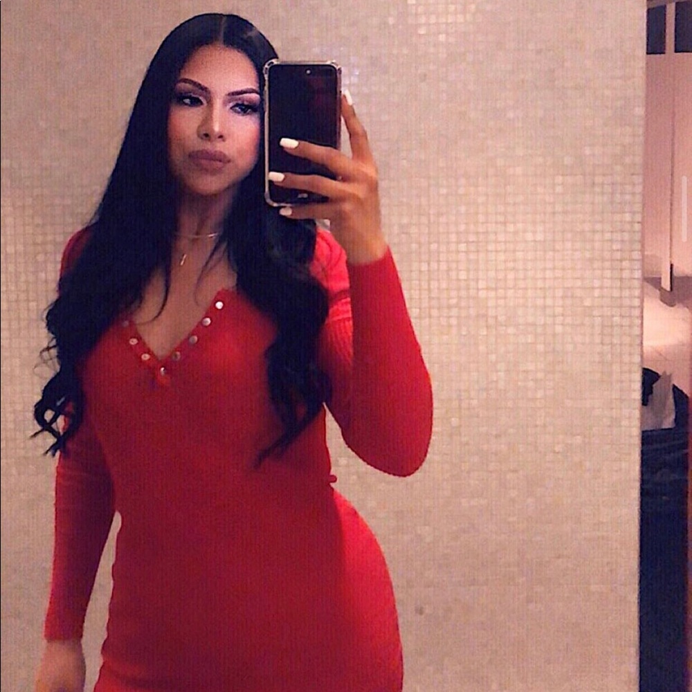 Red mini dress